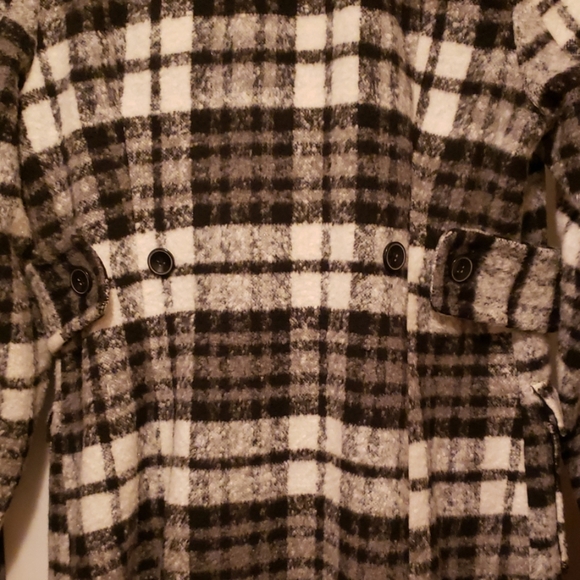 Checker Black & White Pea Coat - Picture 3 of 4